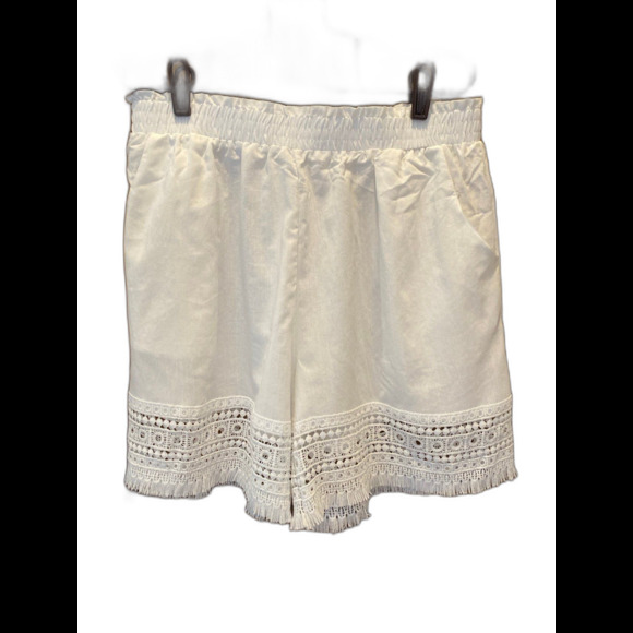 Boho Lace Trim Shorts Plus Sz  XL White Wide Elastic Waist Bohemian
Hippie Gypsy - Picture 2 of 12